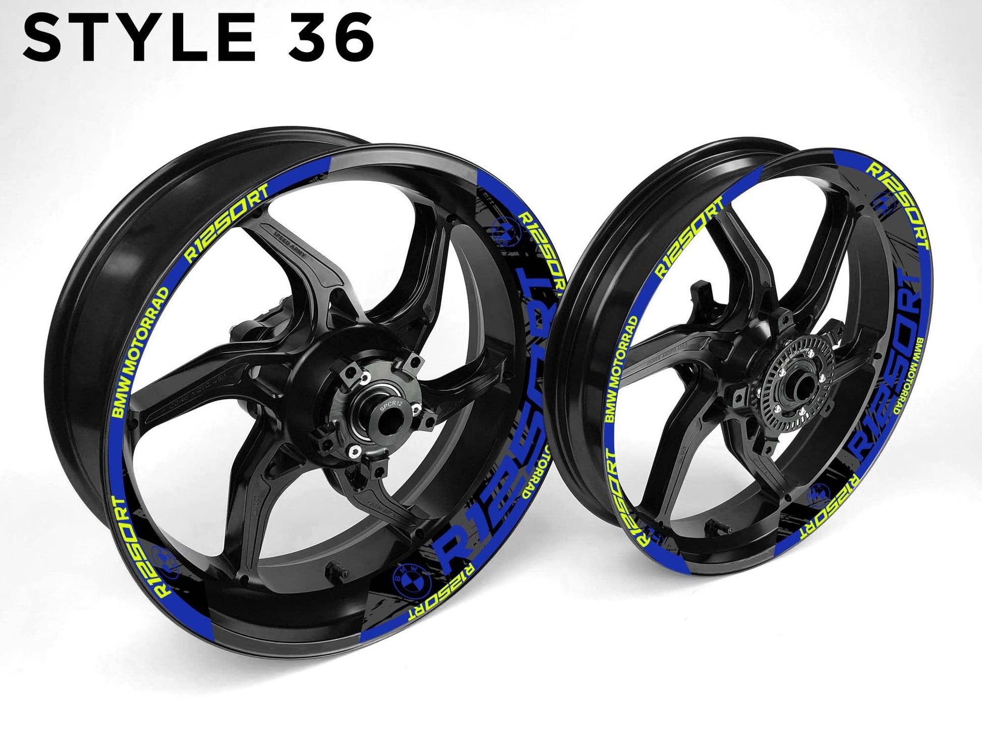 BMW R1250 RT Motorcycle Half Wheels Rim Wrap Decal Sticker Kit - Speed Army