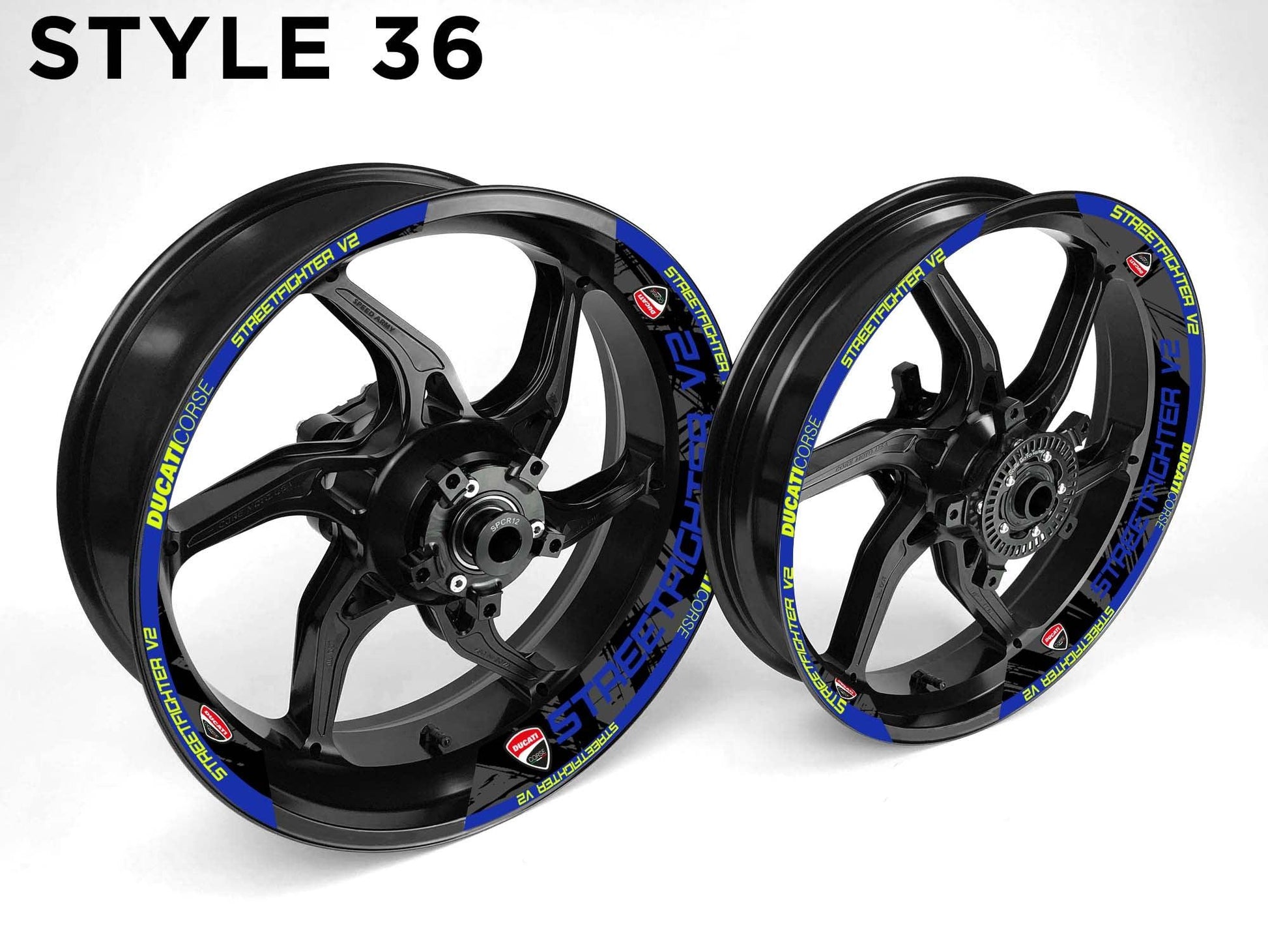 Ducati Streetfighter V2 Motorcycle Half Wheels Rim Wrap Decal Sticker Kit - Speed Army