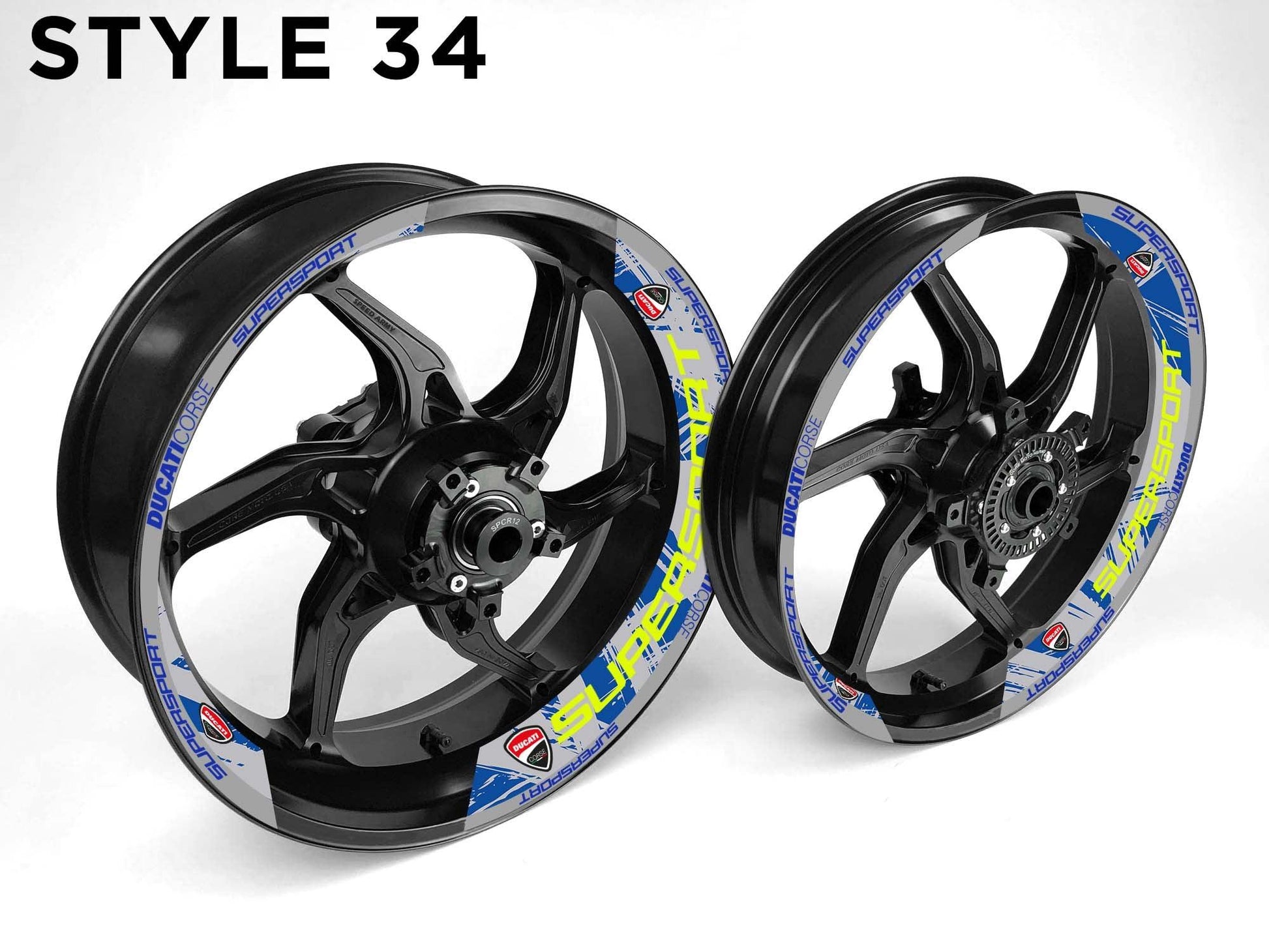 Ducati Supersport Motorcycle Half Wheels Rim Wrap Decal Sticker Kit - Speed Army