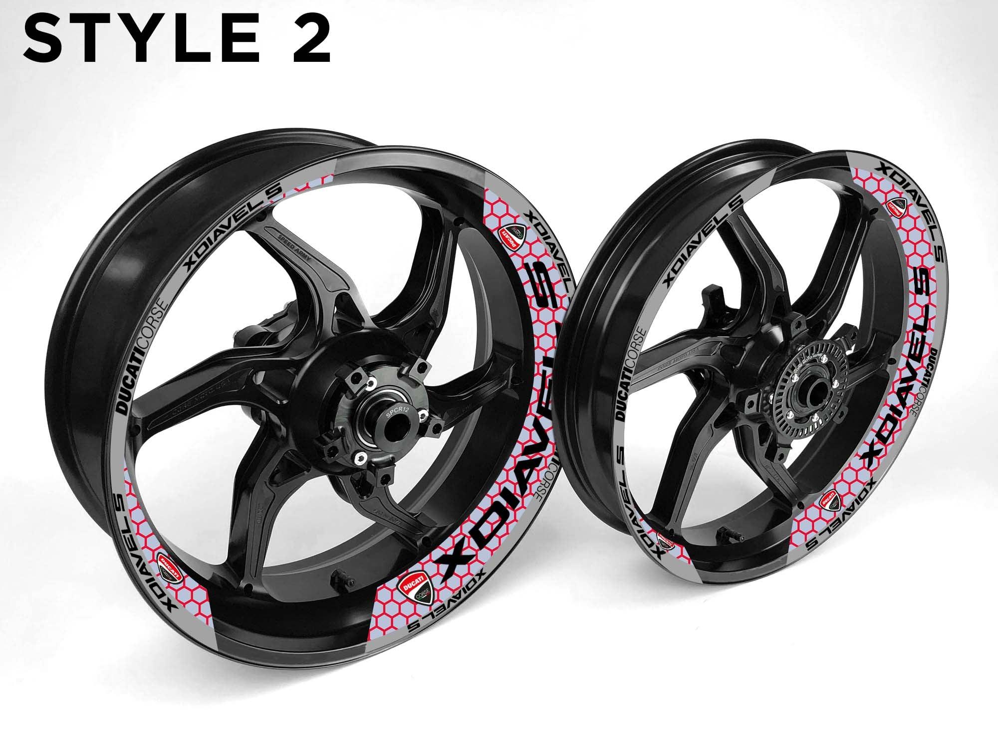 Ducati X Diavel S Motorcycle Half Wheels Rim Wrap Decal Sticker Kit